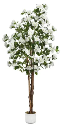 Produktbild von Künstlicher Osmanthusbaum - Hohe Bodenpflanze Im Topf - 180 cm - Weiße Blüten - Mit Natürlichem Holzstamm - Deko Für Zuhause & Büro Innen
