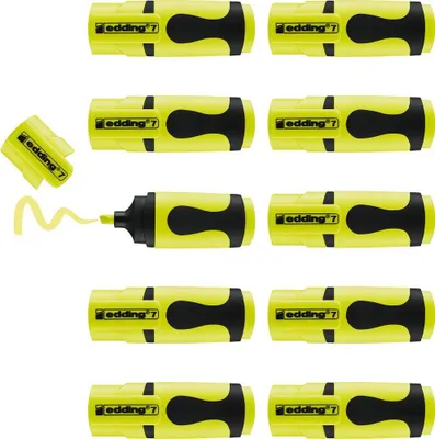 Imagen del producto de edding 7, mini rotulador de texto, color neón amarillo (paquete de 10 unidades)