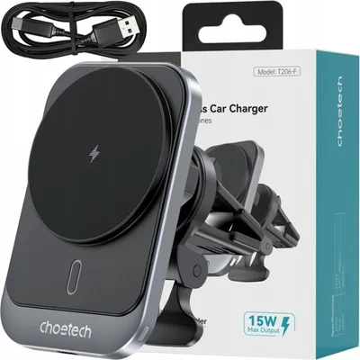 Image de Choetech T206-F Support de voiture avec chargeur inductif 15W pour grille d'aération - Noir