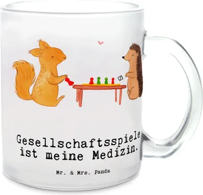Produktbild von Mr. & Mrs. Panda Pott Eichhörnchen Gesellschaftsspiele - Transparent - Geschenk, Motivtasse, Spielen, Spieleabend, Trinkglas, Teetasse, aus Glas, Tee Tasse