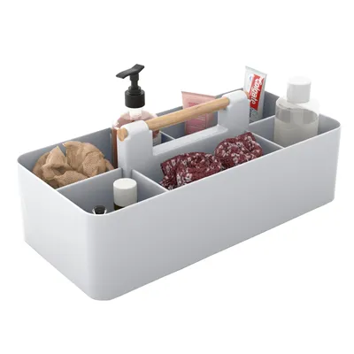 Produktbild von Intirilife Make Up Organizer in Grau - Beauty Kosmetik Aufbewahrungs Box mit 5 Fächern zur Schminkaufbewahrung - Ideal auch als Schreibtisch Organizer oder für Küchenutensilien