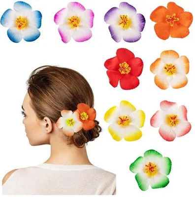 Image de Barrettes hawaïennes pour femmes, lot de 9, motifs floraux, accessoires pour cheveux pour filles et femmes