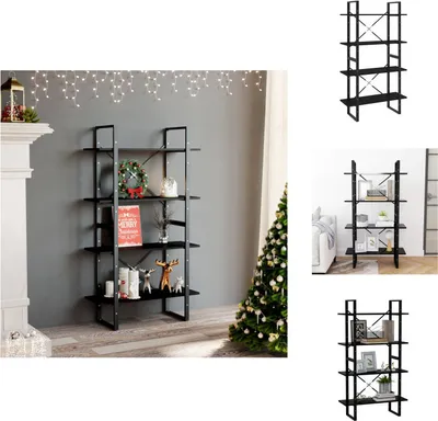 Zdjęcie produktu dla vidaXL Regał na książki 4 przegrody czarny 80x30x140 cm Materiał drewnopochodny - Regały i półki na książki