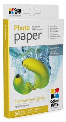Obrázek produktu pro COLORWAY fotopapír/ premium semi-glossy 255g/m2, 10x15/ 50 kusů
