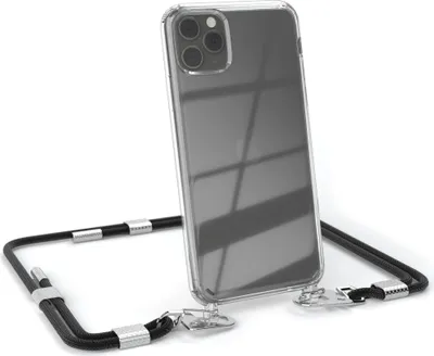 Produktbild von EAZY CASE Handykette für Apple iPhone 11 Pro Max, Transparente Silikonhülle mit Band, Clear Case, abnehmbar in  Schwarz