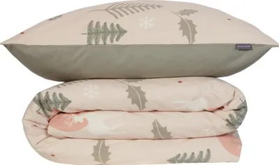 Produktbild von Schiesser Bettwäscheset Uma | 2-teilig | Winterprint| Feinbiber | 100% Baumwolle | Reißverschluss | 155x220cm + 80x80cm | Sand