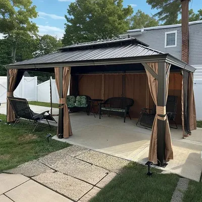 Produktbild von PURPLE LEAF Hardtop Pavillon 3.65x6m wasserdicht winterfest und stabil für den Garten,Bronze,mit Beleuchtung