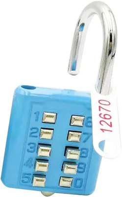 Image de Cadenas à combinaison à 10 chiffres en acier inoxydable, sans clé, bleu, pour salles de sport