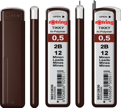 Image de ROTRING Feinmine Dose Feinminen 12 Stück 0,5 2B