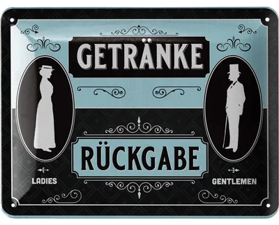 Produktbild von LANOLU Blechschild Getränkerückgabe Schild, Toilettenschild lustig, lustige WC Schilder, Gäste WC Schild, Bad, Badezimmer Türschilder 15x20