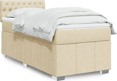 Produktbild von Schlichtes Boxspringbett mit Matratze - Creme 90x190 cm Stoff Design Klassische Betten 6937587