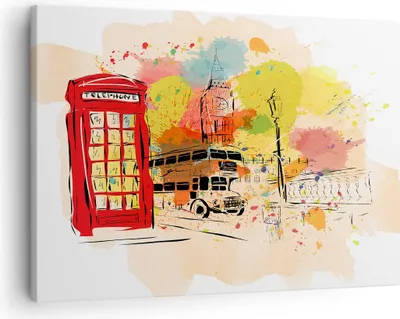 Produktbild von Bild auf Leinwand - Leinwandbild - London Bus - 70x50cm - Wand Bild - Wanddeko - Wandbilder - Leinwanddruck - Bilder - Kunstdruck - Wanddekoration - Leinwand bilder - Wandkunst - AA70x50-3920