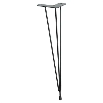 Produktbild von WAGNER Möbelbein DESIGN HAIRPIN Retro - 12 x 12 x 40 cm, Stahl, schwarz, Bein schräg & Anschraubplatte - 12820501