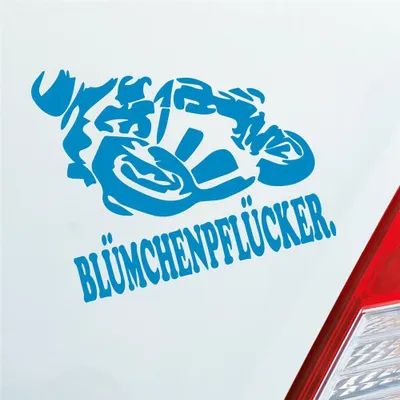 Produktbild von Auto Aufkleber Motorrad Blümchenpflücker Moped Bike Mopped JDM 10x11 cm Hellblau Sticker Heckscheibenaufkleber