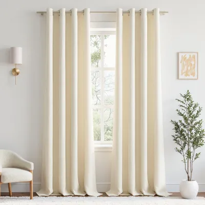 Verdunkelungsvorhang 2er-Set 140x245 cm, cremeweiß, Polyester, mit Ösen
