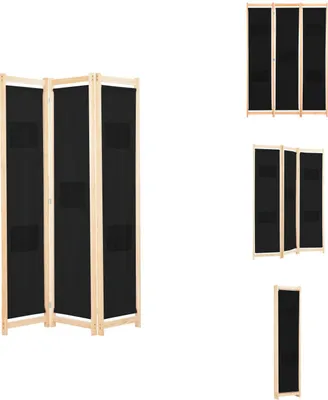 Image de vidaXL Séparation de pièce en 3 parties Noir 120 x 170 x 4 cm Tissu - Séparation de pièce