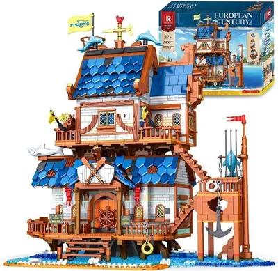 Produktbild von Reobrix Mittelalterlicher Angelladen Bootshaus Baustein-Set