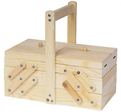 Productafbeelding van Naaldendoos van massief grenenhout, 28 x 25 x 15 cm.