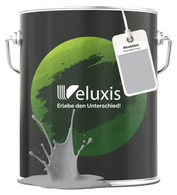 Produktbild von Wandfarbe Grau Hellgrau Anthrazit Matt Innenfarbe – Deckkraft Klasse 1, VOC-frei, Ohne Grundierung, Tropfarm – Wohnzimmer & Schlafzimmer – 5L – Veluxis (Moonlight Grey)