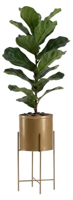 Produktbild von Howhomely | Blumenständer - Gold - Höhe 55 cm - Aus Metall - Für Zuhause und den Balkon - Mit BlumenTopf