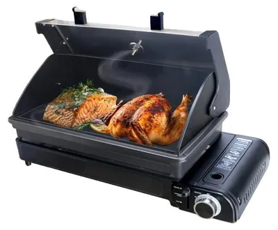 Zdjęcie produktu dla Grill gazowy, przenośna konstrukcja, wiele funkcji gotowania, czarny