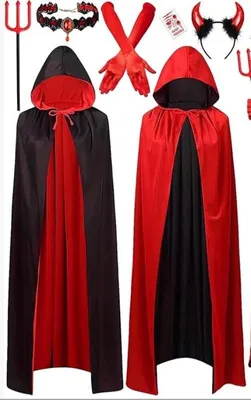 Produktbild von Damen Teufelskostüm mit Wendecape und Zubehör für Halloween