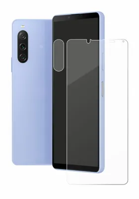 A smartphone and a screen protector are displayed against a white background.