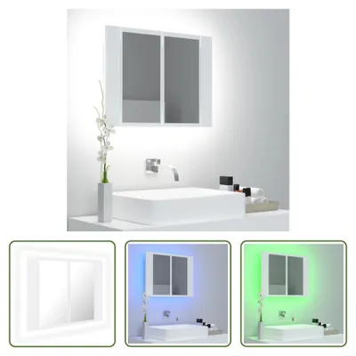 Produktbild von The Living Store LED-Bad-Spiegelschrank Weiß 60x12x45 cm Acryl