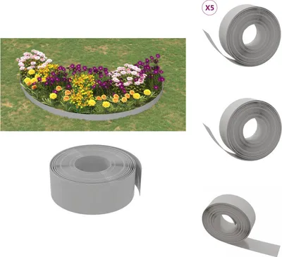 Produktbild von vidaXL Rasenkanten 5 Stk. Grau 10 m 20 cm Polyethylen -  Beeteinfassungen