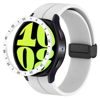 Produktbild von Für Samsung Galaxy Watch 6 Classic 43mm Smartwatch Schutzrahmen Zeitstrahl Weiß