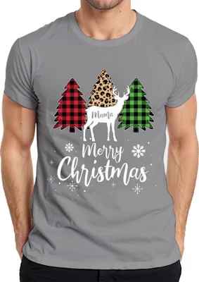 Produktbild von Merry Christmas Mama Rentier Kariert - Weihnachten Weihnachtsgeschenk Christmas Herren T-Shirt, Grau, M