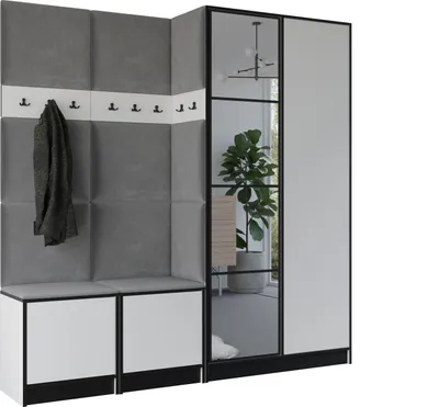 Produktbild von KIER FURNITURE Kleiderschrank EDEN, Schlafzimmer Schrank, Garderobeschrank, Flurschrank Weiß & Grau 211,2x205x39 cm