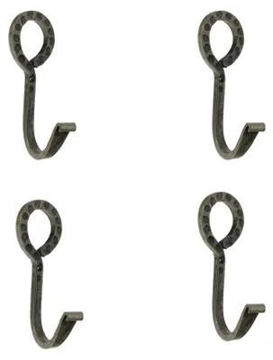 4er-Set Eisen-Wandhaken, Zinnoptik, Vintage, 126 mm
