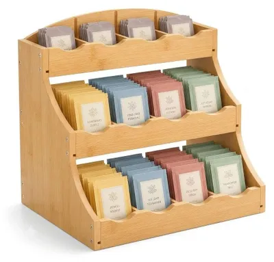 Bambus-Theezakjesorganizer, 12 Fächer, 30,7x25x20,5 cm