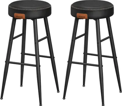 Produktbild von VASAGLE ECHO Kollektion Barhocker, 2er Set, Barstuhl, Kunstleder, 76,2 cm hoch, basisschwarz