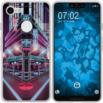 Produktbild von PhoneNatic Case kompatibel mit Google Pixel 3 XL Silikon-Hülle Retro Wave Cyberpunk.02 M5