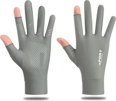 Obrázok produktu pre Letné rukavice s UV ochranou – priedušné, neklzkavé poloprstové cyklistické rukavice pre dámy a pánov, na golf, šoférovanie a outdoorové aktivity, šedé, veľkosť S