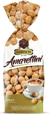 Produktbild von Gadeschi Amarettini (1x 200g) | italienisches Gebäck aus Aprikosenkernen | Kaffeegebäck | 200g Kekse Amarettini