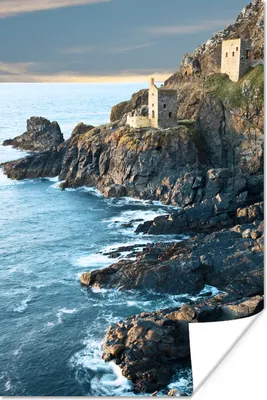 Produktbild von MuchoWow® Poster Das Meerwasser fließt gegen die Felsen von Cornwall 40x60 cm - Plakate für die Wand - Poster Babyzimmer
