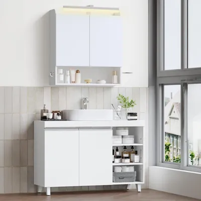Zdjęcie produktu dla Szafka łazienkowa pod umywalkę - Biała - 30 x 90 x 64 cm - Nowoczesna - Wolnostojąca
