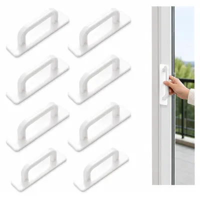 8er Set selbstklebende Balkontürgriffe, Weiß, 10x2,5 cm