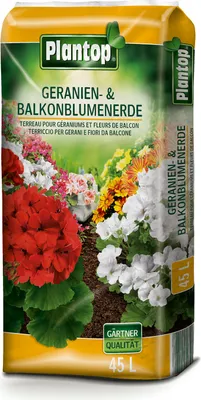Produktbild von Plantop Geranien- und Balkonblumenerde 45l