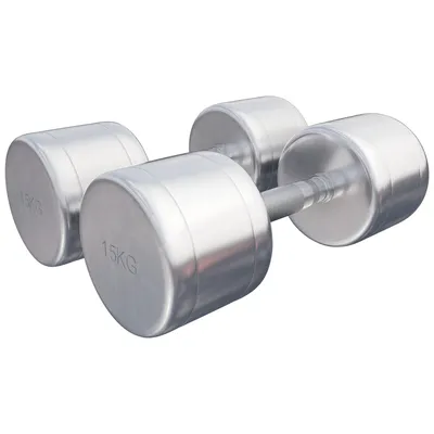 Produktbild von GORILLA SPORTS® Kurzhanteln - 2er Set, 30 kg (2x15 kg) Gewichte, Rutschfest, gerändelt, Verchromter Stahl - Hantelset, Rundhanteln, Kurzhantelset