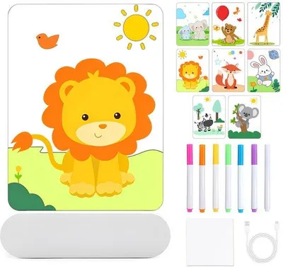 Produktbild von LED Notiztafel für Kinder mit 6 Farben Stiften, 20x15 cm groß