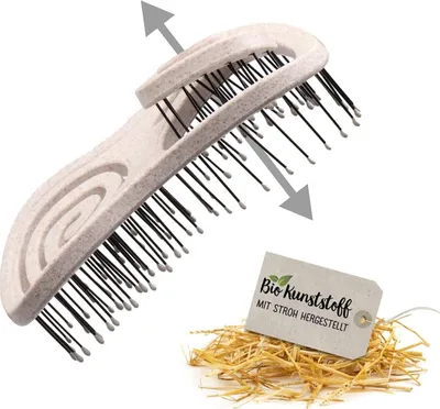 Produktbild von Chiara Ambra Haarbürste, Klimaneutrale Bio Haarbürste ohne Ziepen mit Stroh, Kopfmassage Haarbürste, Entwirrbürste gegen Haarausfall, Anti Frizz