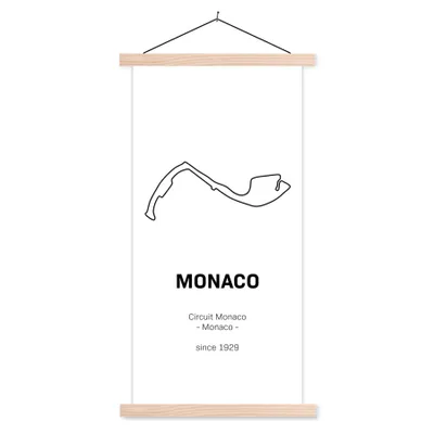 Produktbild von MuchoWow® Textilposter F1 - Monaco - Rennstrecke 40x80 cm mit holzfarbenen Rahmen - Wohnzimmer