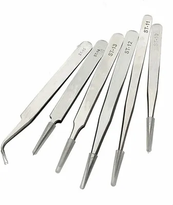 Produktbild von 6 stück Antistatische Edelstahl Pinzette Wartungswerkzeuge TS 10-15 Neu.