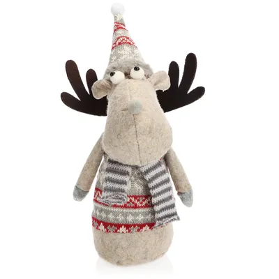 Produktbild von COM-FOUR® Elchfigur für die Weihnachtsdeko, winterliche Rentier-Figur als schwedische Dekoartikel, niedlicher Kantenhocker als Raumschmuck oder Geschenk