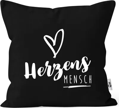 Produktbild von Kissenbezug Herzensmesch Herz Kissenhülle Geschenk Weihnachten Liebe Freundschaft Moonworks® schwarz unisize
