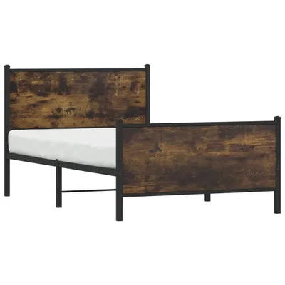 Produktbild von vidaXL Metallbett ohne Matratze Räuchereiche 107x203 cm
